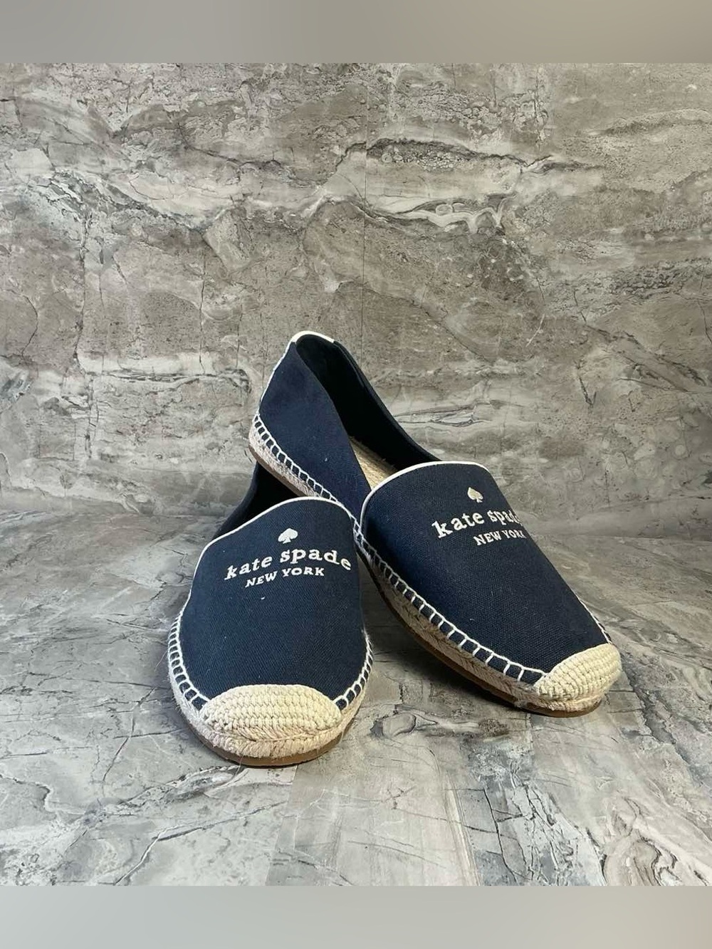 Kate Spade New York Navy Canvas Espadrille Flats Women’s Slip On Shoes - Picture 5 of 8